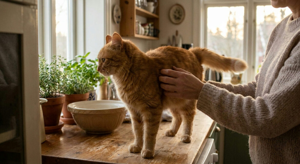 Cat weight management: checking body condition by feeling along the ribs
